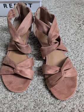 Report Pink Suede Knot Strap Sandals